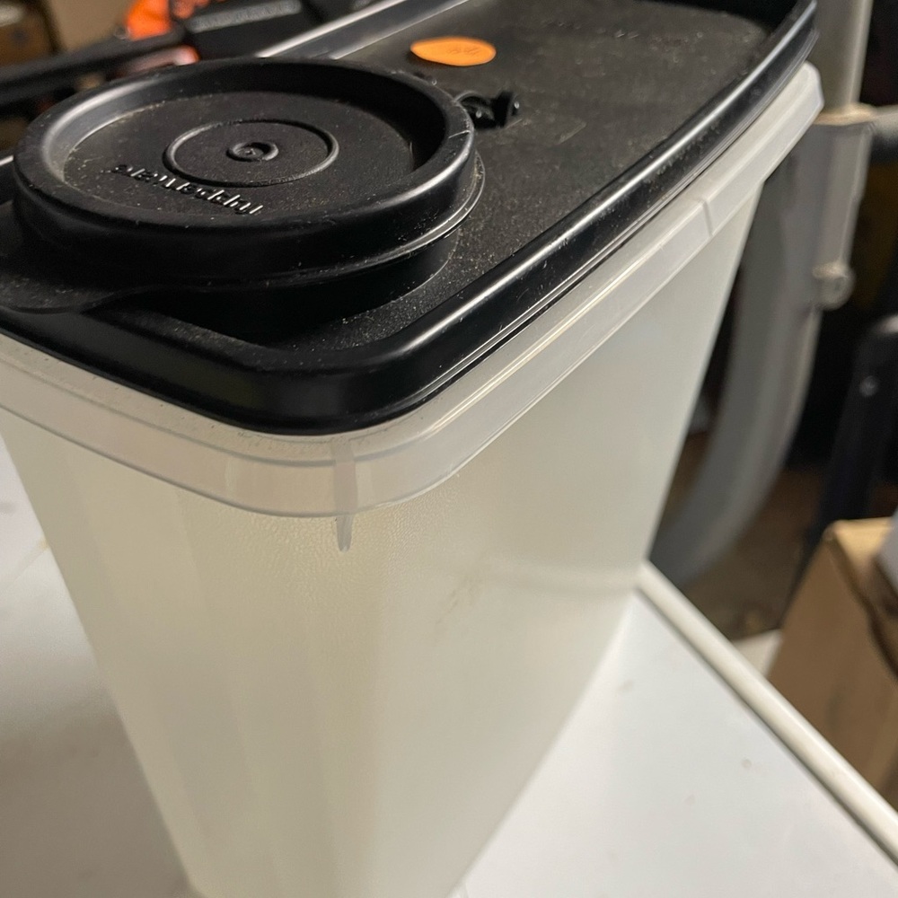 Black and White Cereal Storage Container